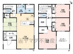 1階はLDKと隣接する和室を合わせると20帖以上の大空間に＾＾ 2階には3洋室、主寝室はゆったり8帖＾＾廊下に大きな収納あり＾＾