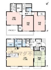 リビングは隣接の和室を合わせると23.5帖の開放感あふれる空間です。全居室ゆったり6帖以上。テレワークスペース付き＾＾ WICや土間収納、1階廊下収納有＾＾