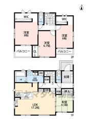 全室南向き＾＾ リビングと和室を合わせると21.7帖の大空間。2階は全居室ゆったり6帖以上。パントリーやWIC、リビング・洗面脱衣室・1階廊下収納と収納豊富＾＾