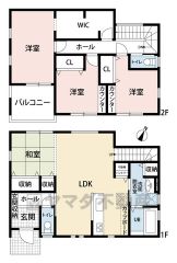 和室含む4LDK＾＾リビング階段採用でご家族団らんの間取り＾＾ 寝室には廊下からも出入りできる広々としたWIC付き＾＾