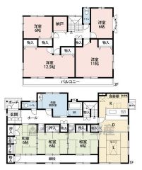 LDKの他に、和室3部屋・洋室4部屋・独立納戸がついた7LDK。縁側や、勝手口、各所収納スペースも豊富な間取りです。