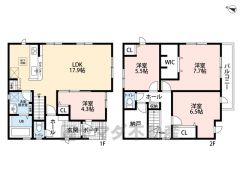 オールフローリング4LDK＆S。 主寝室は広々7.7帖＆収納量たっぷりのWIC付き＾＾ 2階には3洋室と独立した納戸付き＾＾