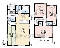 ロフトが2部屋についた4LDK。1階に和室もあり、全居室2面採光＾＾バルコニーは南向きです。勝手口やリビング階段も生活が便利になるポイントです。