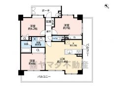 角部屋＾＾オールフローリング。2面バルコニー＾＾全居室6帖以上＾＾